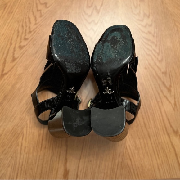 PRADA Patent Leather Kilt Block-Heel Sandals - Picture 15 of 15